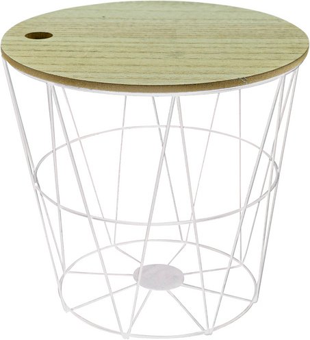 NOOR living Deko-Korb, Metall/MDF, weiß/natur