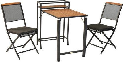 MERXX Balkonset »Patmos«, 3 tlg., 2 Sitzplätze, Stahl/Aluminium - schwarz