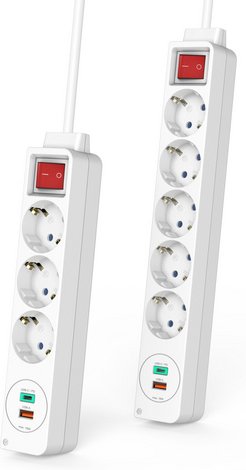 Thumbnail - hama Steckdosenleiste, Anzahl Steckdosen: 3, 3680 W, weiß - weiss