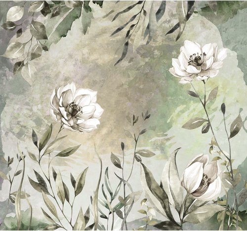 KOMAR Vliestapete, Blumen, bunt - gruen