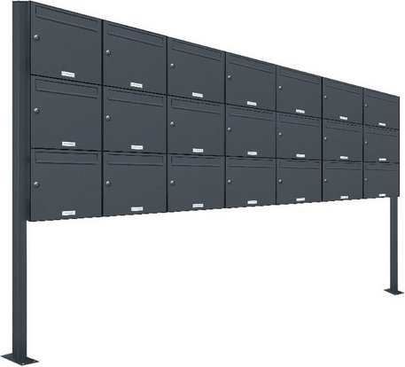 AL BRIEFKASTENSYSTEME Briefkasten, Parteien: 21, Freistehend, BxHxT: 276,1 x 170 x 11,6 cm - grau