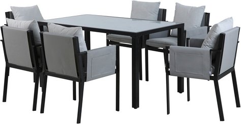 Möbilia Sitzgruppe, 6 Sitzplätze, Gestell: Stahl, grau/schwarz - grau | schwarz
