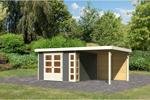 KARIBU Gartenhaus »Kerko 6«, Holz, BxHxT: 302 x 216 x 306 cm (Außenmaße inkl. Dachüberstand) - grau
