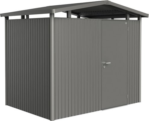 BIOHORT Gerätehaus »Panorama«, Stahl, BxHxT: 257 x 227 x 177 cm (Außenmaße inkl. Dachüberstand) - grau