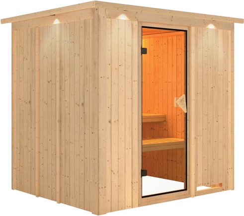 KARIBU Sauna »Rakvere«, für 3 Personen, ohne Ofen - beige