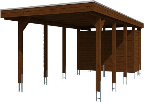 Thumbnail - SKANHOLZ Carport »Friesland Set 2«, BxT: 314 x 708 cm, Firsthöhe: 241 cm, farbbehandelt - braun