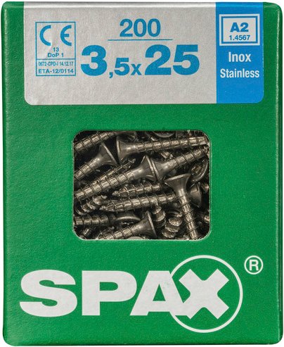 SPAX Edelstahlschraube, T-STAR plus, 200 Stk., 3,5 x 25 mm - silberfarben
