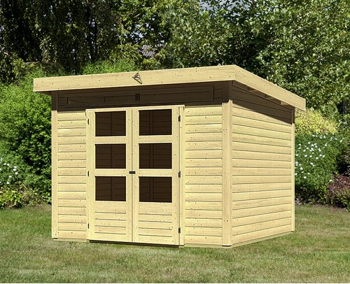 KARIBU Gartenhaus »Kandern«, Holz, BxHxT: 274 x 222 x 274 cm (Außenmaße inkl. Dachüberstand) - braun