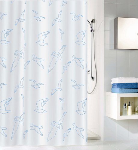KLEINE WOLKE Duschvorhang »Birdie«, BxH: 180 x 200 cm, Vogel, weiß - weiss