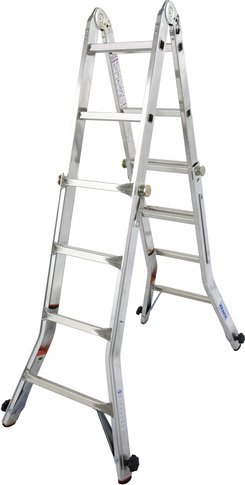 Thumbnail - KRAUSE Teleskopleiter »MONTO TeleVario«, 16 Sprossen, Aluminium - silberfarben