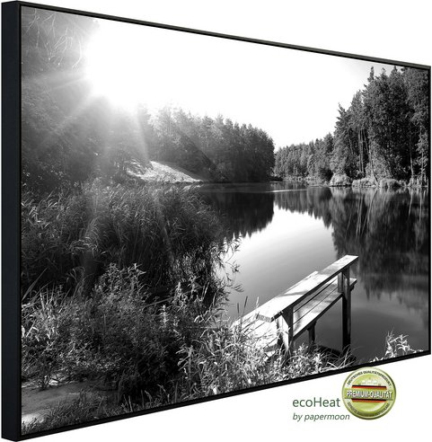 Thumbnail - papermoon Infrarotheizung »EcoHeat - Wald mir Fluss Schwarz + Weiss«, Matt-Effekt - bunt
