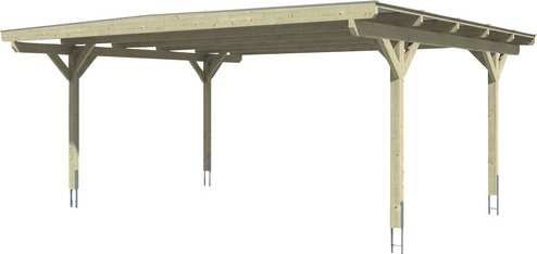 SKANHOLZ Carport »Odenwald«, BxT: 640 x 541 cm, Firsthöhe: 244 cm, lasiert - beige