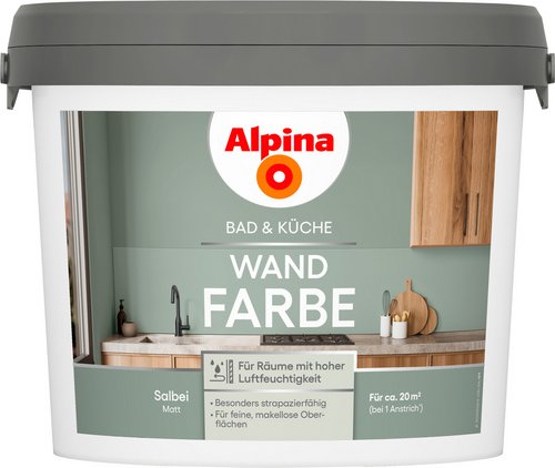 ALPINA Wandfarbe »Bad & Küche«, Salbei, matt, 2,5 L - gruen