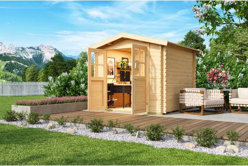 Mr. GARDENER Gartenhaus »Dänemark«, Holz, BxHxT: 271 x 222 x 260 cm (Außenmaße inkl. Dachüberstand), Wandstärke 34mm - b...