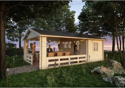 SKANHOLZ Gartenhaus »Alicante 2«, Holz, BxHxT: 420 x 258 x 603 cm (Außenmaße inkl. Dachüberstand) - beige