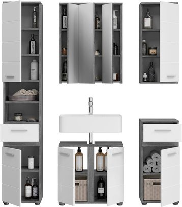 Thumbnail - xonox.home Badmöbel-Set »Blake«, 5-teilig - silberfarben