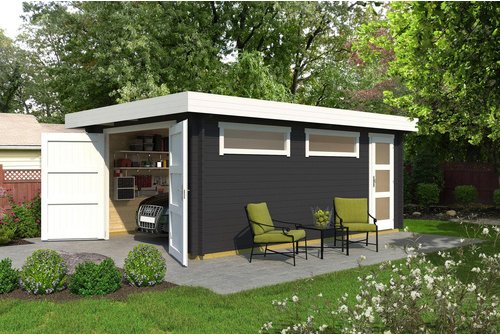 WEKA Garage, BxT: 422,7 x 600 cm, holz - grau