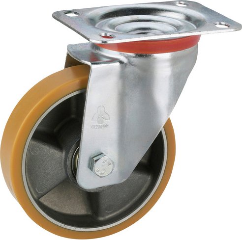 DÖRNER+HELMER Lenkrolle mit Platte, Polyurethan (PU), silberfarben