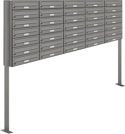 AL BRIEFKASTENSYSTEME Briefkasten, Parteien: 35, Freistehend, BxHxT: 199,5 x 170 x 27,5 cm - grau
