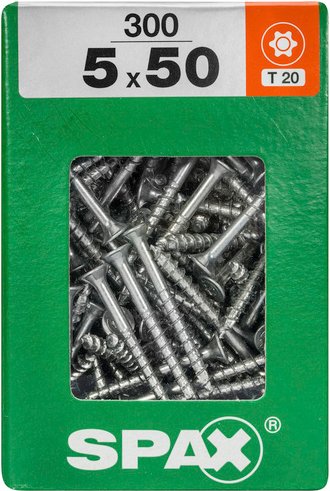SPAX Universalschraube, 5 mm, Stahl, 300 Stk., TRX 5x50 XXL - silberfarben