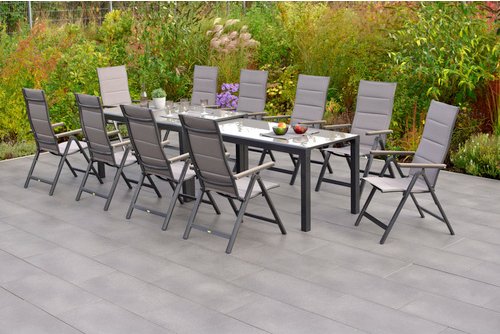 MERXX Gartenmöbelset »Trivero«, 10 Sitzplätze, Aluminium/Textil - braun