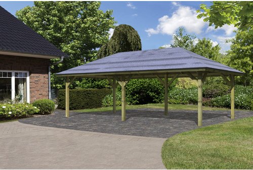 KARIBU Carport »Pavillon Carport«, Außenmaß BxT: 517,5 x 264,5 cm, natur - gruen