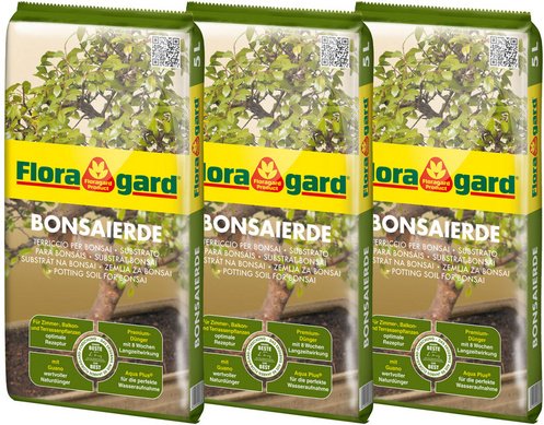 FLORAGARD Bonsaierde, 3 x 5 Liter, Karton - braun