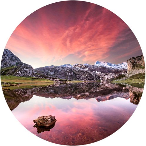 K&L Wall Art Vliestapete »Runde Vliestapete«, Cuadrado Landschaft Los Lagos, mehrfarbig, matt - bunt