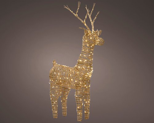 Lumineo Weihnachtsfigur, Rentier, 360 Lichter, warmweiß - beige | weiss