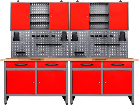 Ondis24 Werkbank, Werner 240 cm Rot-Grau