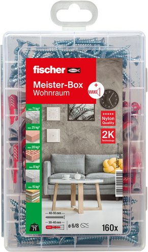 FISCHER Dübel Box, MeisterBox, Nylon, 1 Stück, 4,5-6 x 30-40 mm - grau