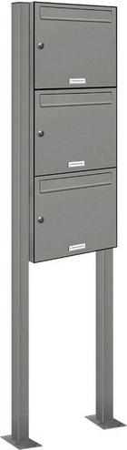 AL BRIEFKASTENSYSTEME Briefkasten, Parteien: 3, BxHxT: 46,5 x 170 x 11,6 cm - grau