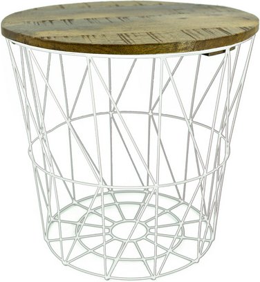 NOOR living Beistelltisch-Set, BxH: 39,5 x 40 cm, Metall/Mangoholz - weiss