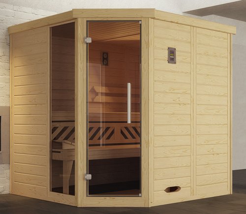 WEKA Ecksauna »Kemi Eck 1«, ohne Ofen, BxHxT: 195 x 200 x 195 cm - beige