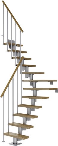 Thumbnail - DOLLE Mittelholmtreppe »Dublin«, eichenholz, 14 Stufen, bis 337cm Raumhöhe - grau