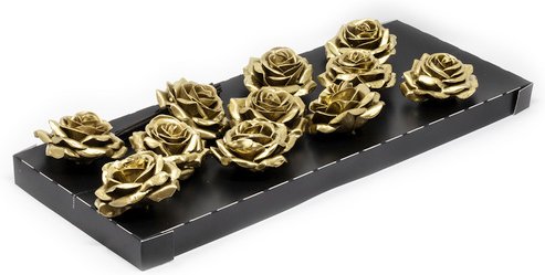 Flowerbox Wachsrose - goldfarben