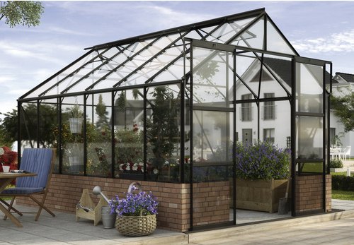 VITAVIA Gewächshaus Set »Cassandra«, 9,9 m², Aluminium/ESG Glas, winterfest - schwarz