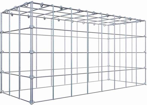 Thumbnail - Gabiona Gabione, silbergrau, Maschenweite 10 cm x 10 cm, C-Ring - silberfarben