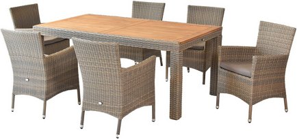 MERXX Gartenmöbel-Diningset »Teneriffa«, 7 tlg., 6 Sitzplätze, Aluminium - braun