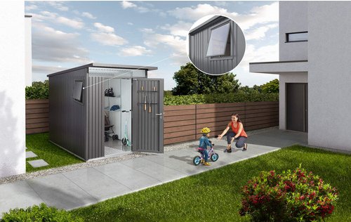 BIOHORT Gerätehaus »AvantGarde«, Stahl, BxHxT: 260 x 222 x 380 cm (Außenmaße) - grau