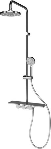 SCHULTE Duschsystem »Modern«, HxT: 111,5 x 45,5 cm, Messing, inkl. Thermostat - silberfarben