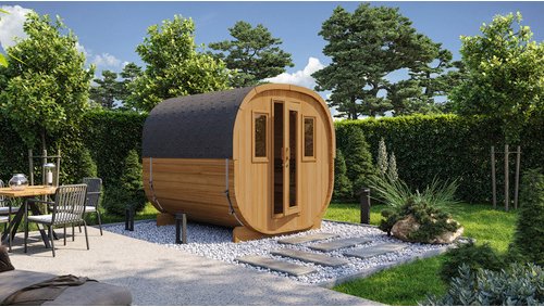 WOLFF FINNHAUS Fasssauna »Cube 230«, BxHxT: 210 x 216 x 230 cm, Thermofichtenholz - braun