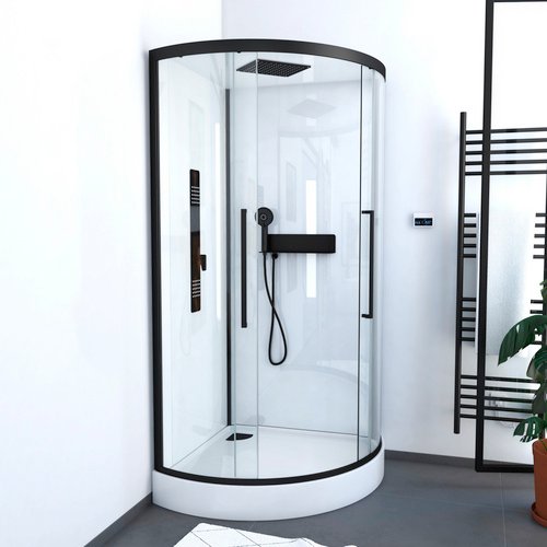 Thumbnail - Marwell Komplettdusche »White Round«, HxT: 215 x 90 cm - weiss | schwarz