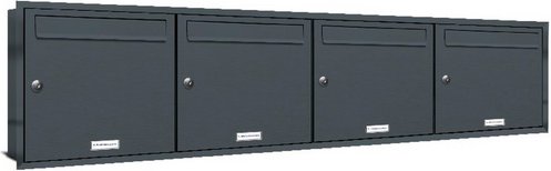 AL BRIEFKASTENSYSTEME Briefkasten, Parteien: 4, Unterputzmontage, BxHxT: 153,97 x 38,5 x 11,6 cm - grau