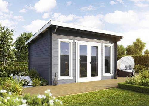 WOLFF FINNHAUS Gartenhaus »Trondheim 70-C«, Holz, BxHxT: 400 x 242 x 300 cm (Außenmaße inkl. Dachüberstand) - beige