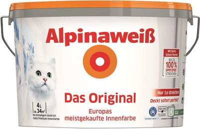 Thumbnail - ALPINA Dispersionsfarbe »Alpinaweiß Das Original«, weiß, matt, 4 l - weiss