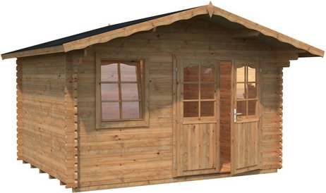 PALMAKO Blockbohlenhaus »Emma«, Holz, BxHxT: 426 x 257 x 300 cm (Außenmaße inkl. Dachüberstand) - braun