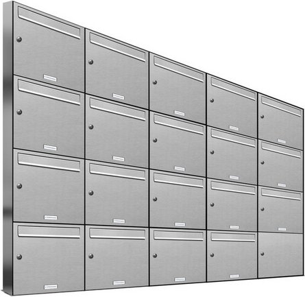 AL BRIEFKASTENSYSTEME Briefkasten, Parteien: 19, Aufputzmontage, BxHxT: 153,147 x 136,8 x 11,6 cm - silberfarben