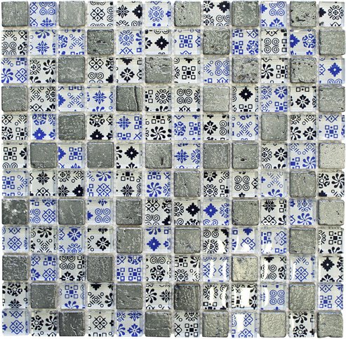 HuH Mosaik Mosaikfliese »Roman«, BxL: 30 x 30 cm, Wandbelag - blau