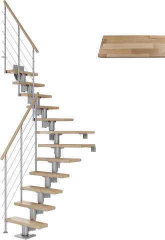 Thumbnail - DOLLE Mittelholmtreppe »Dublin«, buchenholz, 13 Stufen, bis 315cm Raumhöhe - grau